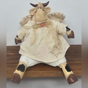 Russ Berrie Kathleen Kelly Heaven Lee Cow #13021 Angel Resin Shelf Sitter
